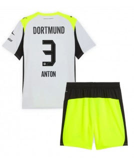 Günstige Borussia Dortmund Waldemar Anton #3 Auswärts Trikotsatzt Kinder 2025-26 Kurzarm (+ Kurze Hosen)